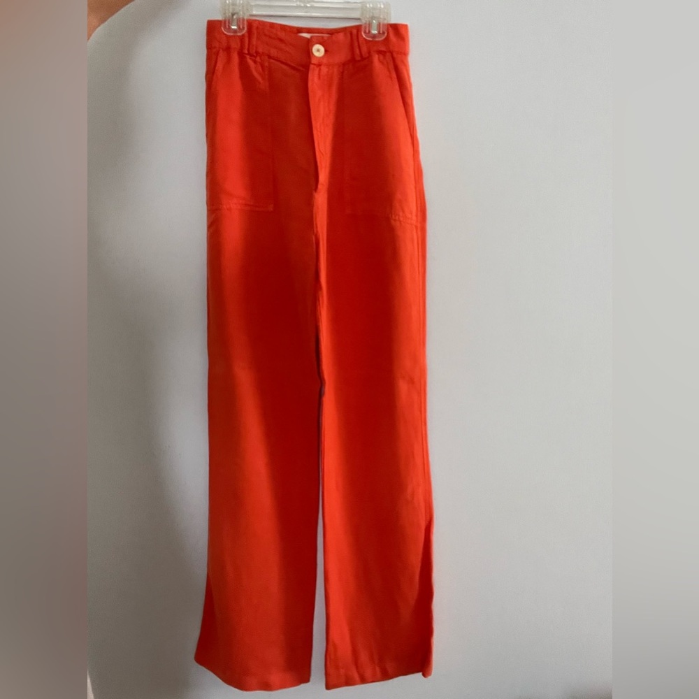 ZARA Orange Wide Leg Trouser Pants